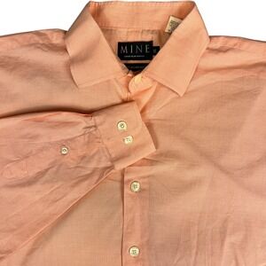 MINE Mens Milano Poplin Oxford Dress Shirt XL Peach Button Down Long Sleeve